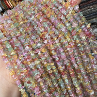 Perles de pierres précieuses irrégulières en grenat et aigue-marine naturelles de 3 mm à 5 mm, en gros, longueur 80 cm (32 pouces)