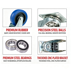 Stainless Steel Iron Nylon Swivel Caster Wheel 125mm Polyurethane Brake Locking Mechanism Industrial Use 250kg Capacity Silent - Product Image 2