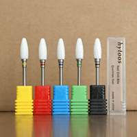 HYTOOS 6*15mm Flame White Ceramic Nail Drill Bit pour enlever le vernis gel, embouts de perceuse à ongles professionnels pour les techniciennes en manucure