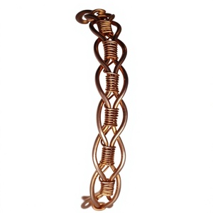 Bracelet manchette en cuivre pur pour femme, durable, forme boule, surface lisse et polie, style classique, personnalisable pour un usage quotidien décontracté - Product Image 1