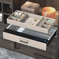 HNOSS Tiroir coulissant intelligent avec serrure Armoire à bijoux en cuir Rangement d'empreintes digitales Tiroir de coffres-forts