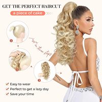 Vente en gros de postiche à cheveux volumineux à haute densité, aspect naturel, double trame, queue de cheval longue et bouclée, pince à cheveux