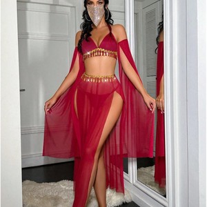 Service de personnalisation de logo, Ensemble de lingerie ODM rouge bordeaux S-XXL, Costume de showgirl une pièce <span class=keywords><strong>sexy</strong></span> rétro pour jeu de rôle, avec contrôle léger, pour le strip-tease - Product Image 2