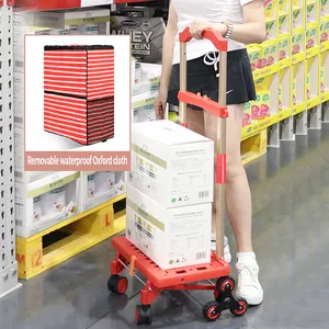 Baoyu Factory Nylon Fabric Shopping Bag Foldable Stair Climbing Trolley Cart 8 Wheel Grocery Cart