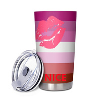 Gobelet isotherme en acier inoxydable 20 oz personnalisé (thème arc-en-ciel lesbien et gay) pour les voyages en ville et les activités de camping en parc