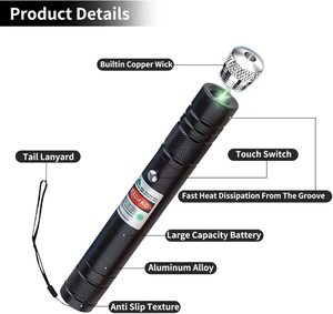 Aluminum Alloy Body Emergency Use USB Rechargeable 100 10000 Meters <strong>303</strong> Stars <strong>Green</strong> 532nm <strong>Laser</strong> Pointer Pen Torch - Product Image 2