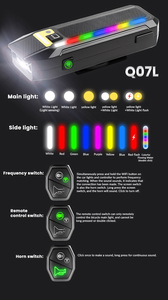 2400mAh Loại-C đêm cưỡi MTB sừng điều khiển từ xa Xe Đạp ánh sáng 7 màu sắc cảm biến xpl <span class=keywords><strong>Led</strong></span> RGB cảnh báo đầy màu sắc pin di động - Product Image 4