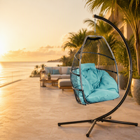 Fauteuil suspendu pliable haut de gamme en rotin pour extérieur, chaise œuf suspendue pliable, balançoire de jardin, fournisseur de mobilier de jardin