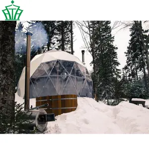 6M Glamping Geodesic Dome Rumah dengan Pemanas Isolasi Kapas, Digunakan Di Musim Dingin