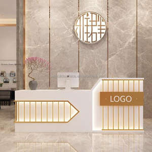 Caissier d'angle moderne en forme <span class=keywords><strong>de</strong></span> L, petite table <span class=keywords><strong>de</strong></span> réception, comptoir en bois, bureau <span class=keywords><strong>de</strong></span> réception pour salon <span class=keywords><strong>de</strong></span> beauté blanc - Product Image 1