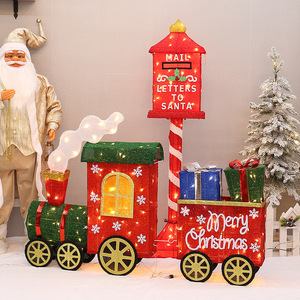 Buzón de Tren en Miniatura 3D Iluminado, Decoraciones Navideñas de Gran Escala con Cartas para Santa Claus - Product Image 1