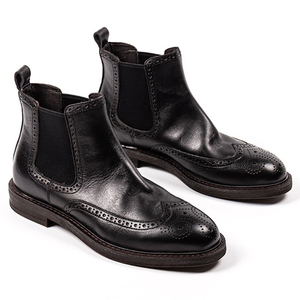 <strong>Brogue</strong> Style Premium Comfortable Handmade Durable Slip-On Genuine Leather Chelsea <strong>Boots</strong> for <strong>Men</strong> Party Daily Life - Product Image 5