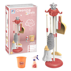 Juego de herramientas de limpieza doméstica desmontables para niños: escoba, cepillo y plumero de plumas para juego de rol - Product Image 2