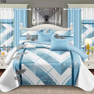 Ensemble de literie et rideaux 6 pièces imprimé <span class=keywords><strong>papillon</strong></span> 3D personnalisé style américain 100 % polyester drap-housse drap plat <span class=keywords><strong>couette</strong></span> – Vente chaude - Product Image 3