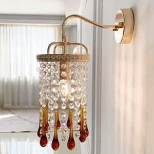 Lampu Dinding Kaca Amber Vintage Italia Bentuk Tetesan Air Gaya Nordic Retro K9 Kristal Bening Lampu Dinding AC110V AC220V E14 Lampu Dinding LED - Product Image 1