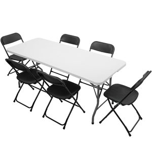 Commercio all'ingrosso a buon mercato pranzo matrimonio campeggio banchetto di <span class=keywords><strong>plastica</strong></span> nero sedia pieghevole per eventi - Product Image 6