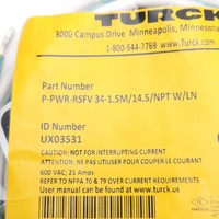Stock neuf authentique P-PWR RSFV 34-1.5M/14.5/NPT W/LN UX03531