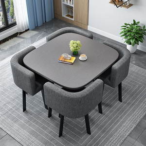 Ensemble Table à Manger Moderne et Luxueux, 1 Table et 4 <span class=keywords><strong>Chaises</strong></span> Métalliques, pour Maison ou Bar, Meubles de Salle à Manger - Product Image 3