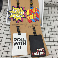 Étiquette de bagage en PVC souple en forme de lettre, porte-étiquette de valise sur le thème de l'avion, personnalisable, porte-carte « Ne touchez pas à mon sac à dos »