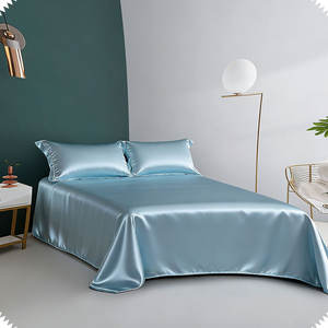 Vente flash Draps de lit en soie de mûrier 300TC pour la maison Anti-bactériens Anti-bouloches Draps plats en bambou - Product Image 1