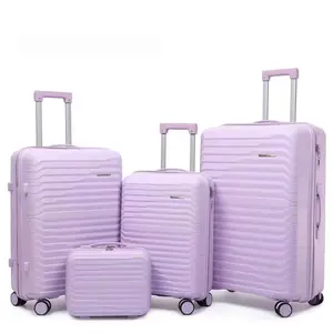 Good quality waterproof pp portable trolley suitcase 4 piece hard shell traveling luggages set 3