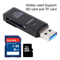 Adaptador de lector de tarjetas de memoria TF SD para PC, portátiles, lector de tarjetas de plástico ABS de alta velocidad USB2.0 2 en 1 Usb3.0, lector de tarjetas TF SD
