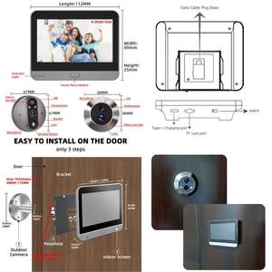 Kamera Bel Pintu Tuya WiFi 4.3 Inci Layar LCD Diagonal 140 °   Baterai 5000mAh Telepon Pintu Audio Dua Arah Keamanan Penglihatan Malam IR - Product Image 3