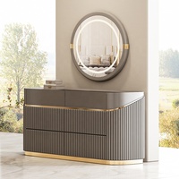 Ensemble de chambre à coucher de luxe contemporain avec lit king size, cadre en bois, pour chambre principale, mobilier de chambre moderne complet