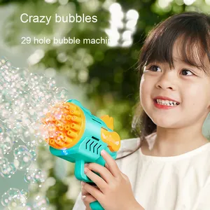 Soplador de burbujas eléctrico automático Gatling de mano de 29 agujeros, juguete para niños, ametralladora de burbujas iluminada de verano para niños y niñas - Product Image 2