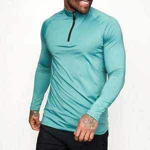 Mens Gym Golf Quick Dry Running Sport Camisas Active Athletic Camisetas de manga larga 1/4 Quarter Zip Pullover Camisetas - Product Image 1