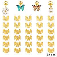 Offre Spéciale : Kit de Bagues pour Cheveux Bohèmes de Haute Qualité, Breloques Papillon en Alliage Coloré et Perles, Accessoires pour Tresses