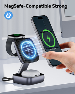 Cargador Inalámbrico Rápido 3 en 1 para <span class=keywords><strong>iPhone</strong></span>, Apple Watch y <span class=keywords><strong>AirPods</strong></span>, Carga Magnética Rápida, Plegable y Portátil para Viajes - Product Image 2