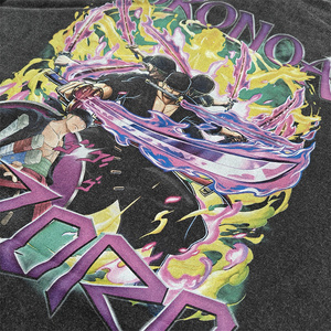 T-Shirt grafica personalizzata in cotone 100% da 250gsm maglietta oversize con lavaggio acido <span class=keywords><strong>Anime</strong></span> da uomo con stampa DTG maglietta Vintage - Product Image 2