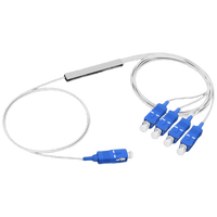 Répartiteur de fibre optique de tube en acier 1x4 SC/UPC monomode, 0.9mm 1m à double extrémité avec connecteurs
