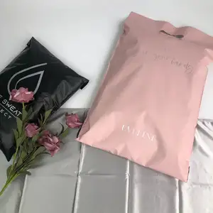 Черные розовые почтовые сумки с серебряным логотипом, пластиковые пакеты для почтовых курьерских сумок