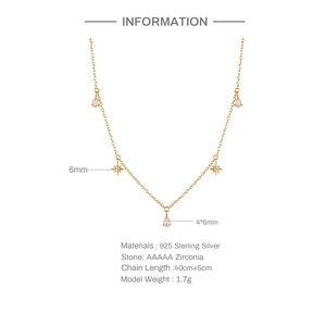 จี้เพชรรูปหยดน้ำประดับดาวเคลือบทองคำแท้ 18K สร้อยคอคลาวิเคิลสำหรับผู้หญิง เงินแท้ S925 - Product Image 2