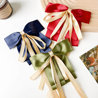 Vente en gros de nœuds pour cheveux en ruban de satin de soie, colorés et élégants, avec longue queue, grande barrette nœud papillon pour femmes, filles et princesses