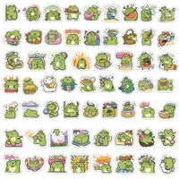 60 autocollants adhésifs imperméables Kawaii en forme de grenouille, mignons et esthétiques, en vinyle, pour ordinateur portable, guitare, skateboard, bagages, bougies, artisanat pour enfants