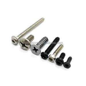 M1 M1.2 M1.4 M1.5 M1.6 M1.7 M2 M2.8 M3 M3.5 M4 Steel black pan head cross PT thread PA self tapping electronic small micro screw