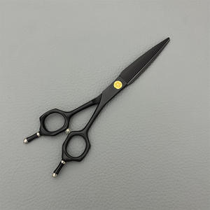 Ciseaux à cheveux plats noirs de 6 pouces, ciseaux de barbier professionnels, pour droitiers, en acier inoxydable, revêtement en téflon, outil de beauté - Product Image 5