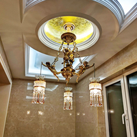 Lustre en laiton rococo Jewellerytop, dôme LED, plafond, lampe en cristal, lustre en cristal doré, luminaire suspendu décoratif