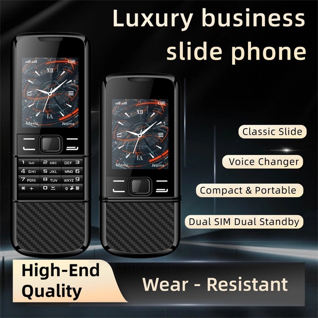 2G GSM MTK Classic Slider Phone Mens Luxury Business Backup Senior Phone Metal Shell Dual SIM 1500mAh Memory Card Support