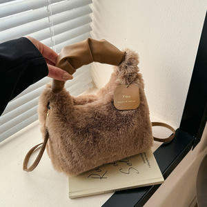 Mochila de Peluche con Diseño de Osito de Peluche para Niñas, Nueva Moda Otoño Invierno, Bolso Bandolera Pequeño con Cadena y Cremallera, Estilo Fresco y Dulce - Product Image 1