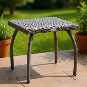 Table d'appoint en rotin gris Outsunny, résistante aux intempéries, pour jardin, balcon, cour, meubles d'extérieur - Product Image 2