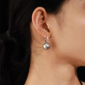 Luxury Niche <b>Silver</b> Fine Pear Cut Diamond <b>Stud</b> Earrings All Match Cold Style White Zirconium Pearl Pin Jewelry - Product Image 3