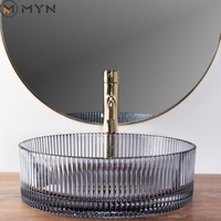 2023 populaire noir rond trempé salle de bain navire Rectangle verre clair au-dessus du comptoir lavabo évier Lavabo