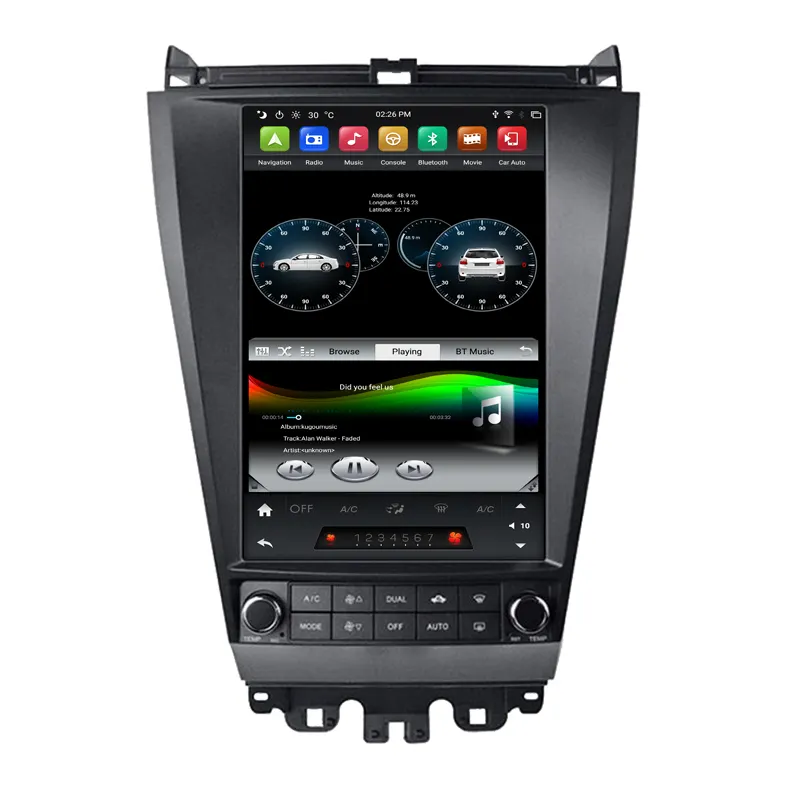 Autoradio PX6, android 12.1, écran vertical 9.0 ", navigation GPS, satellite, système radio, pour Honda Accord 2003 à 2007, style tesla