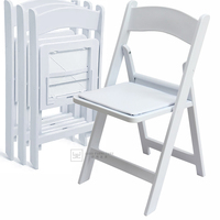 Chaise pliante moderne en résine plastique blanche durable avec housse souple, empilable, pour hôpital, intérieur, extérieur, salle à manger, usage commercial