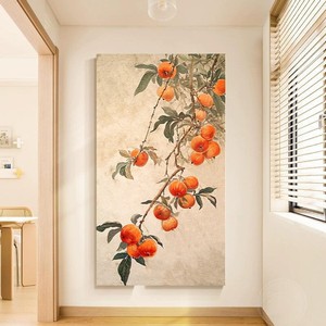 Peinture à l'huile peinte à la main de style chinois, kaki symbolisant la bonne fortune, effet visuel 3D, art traditionnel pour entrée et salon - Product Image 2