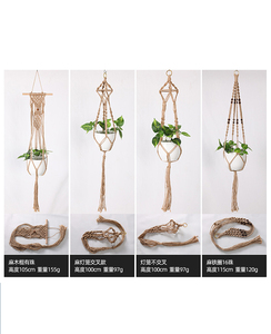 Soporte Colgante para Plantas de 4 Patas, Soporte Natural para Macetas con Decoración de Cuentas de Madera y Anillo de Metal - Product Image 5